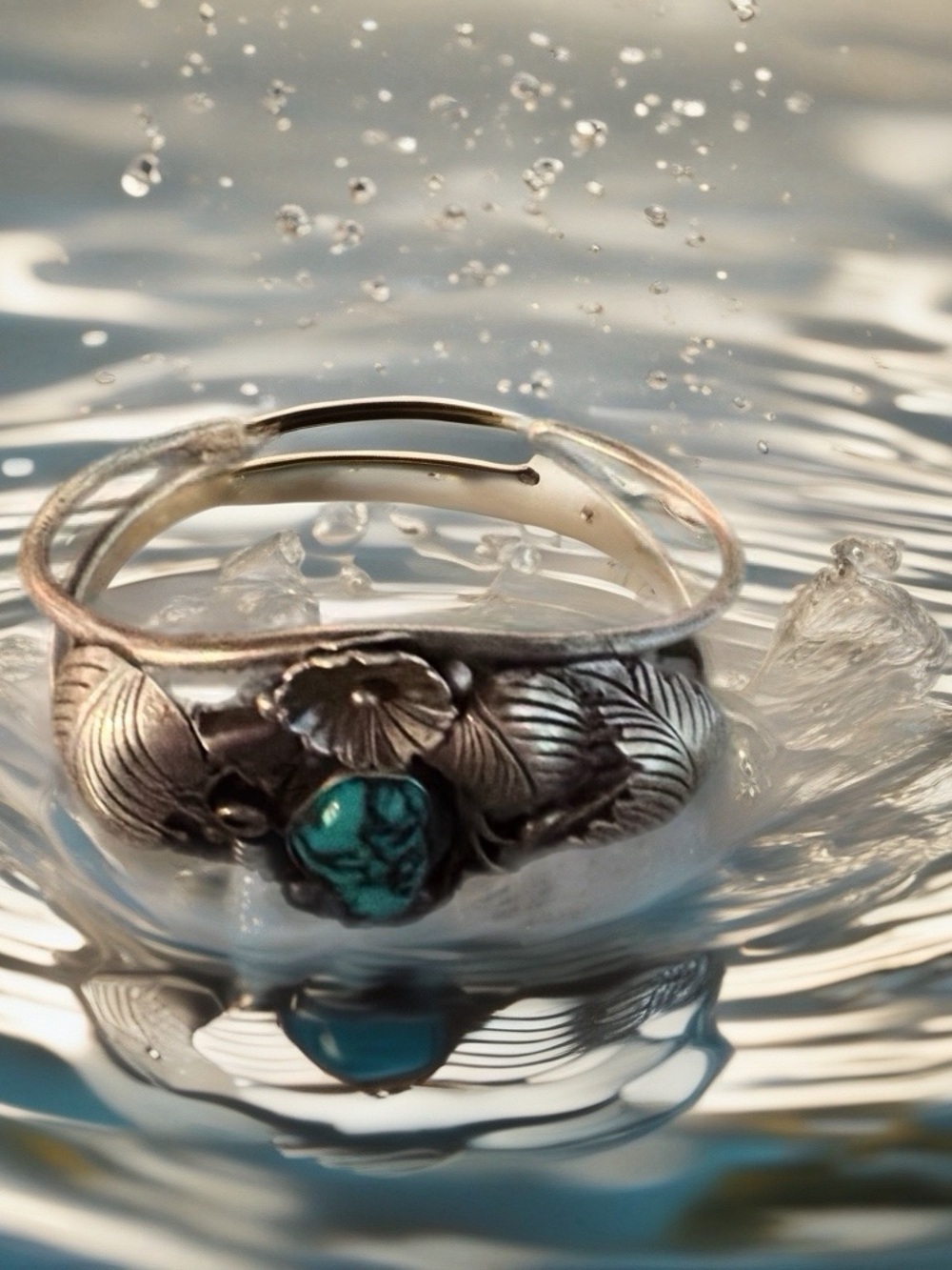 Vintage Navajo Harry Johnson Sterling Silver Turquoise Cuff Bracelet - Picture 2 of 7